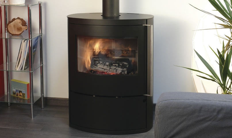 Poêle à bois Fonte Flamme Bombay acier noir, photo fabricant
