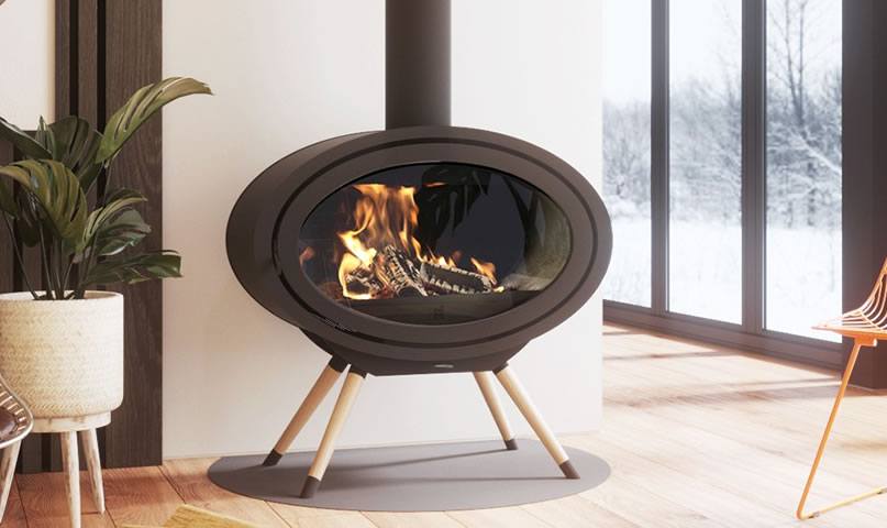 Poêle à bois Fonte Flamme Oval Front supports multiples - Sparte Toulouse