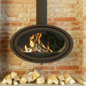 Poêle à bois Fonte Flamme Oval Front Wall (fixé au mur) - Sparte Toulouse
