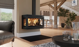 Poêle à bois Fonte Flamme Vidar Triple Large-Store - Sparte Toulouse