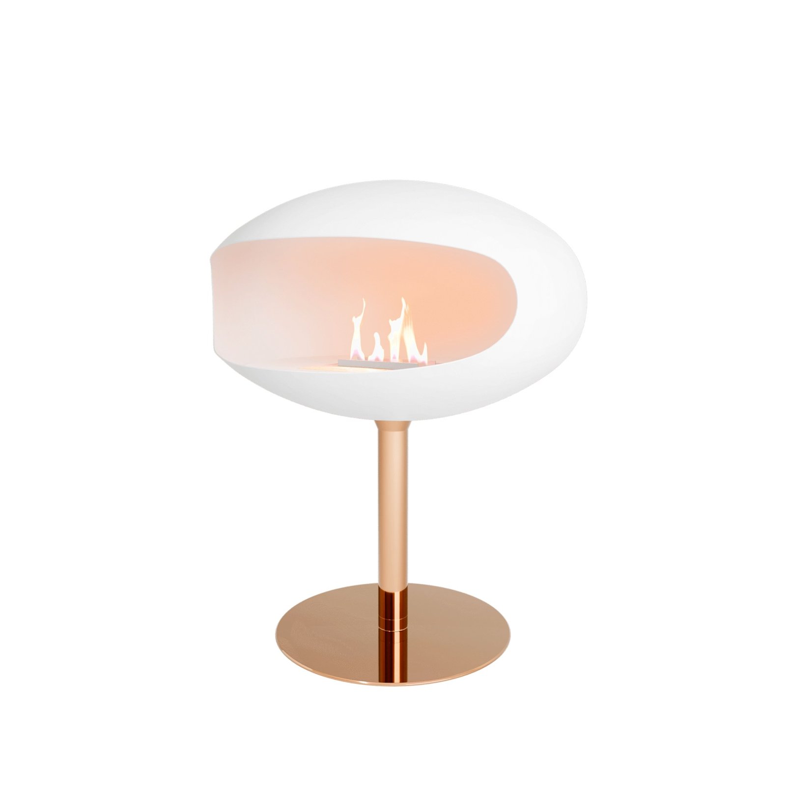 Cheminée bioéthanol Cocoon Fires pedestal blanc cuivre — Cheminées Sparte Toulouse