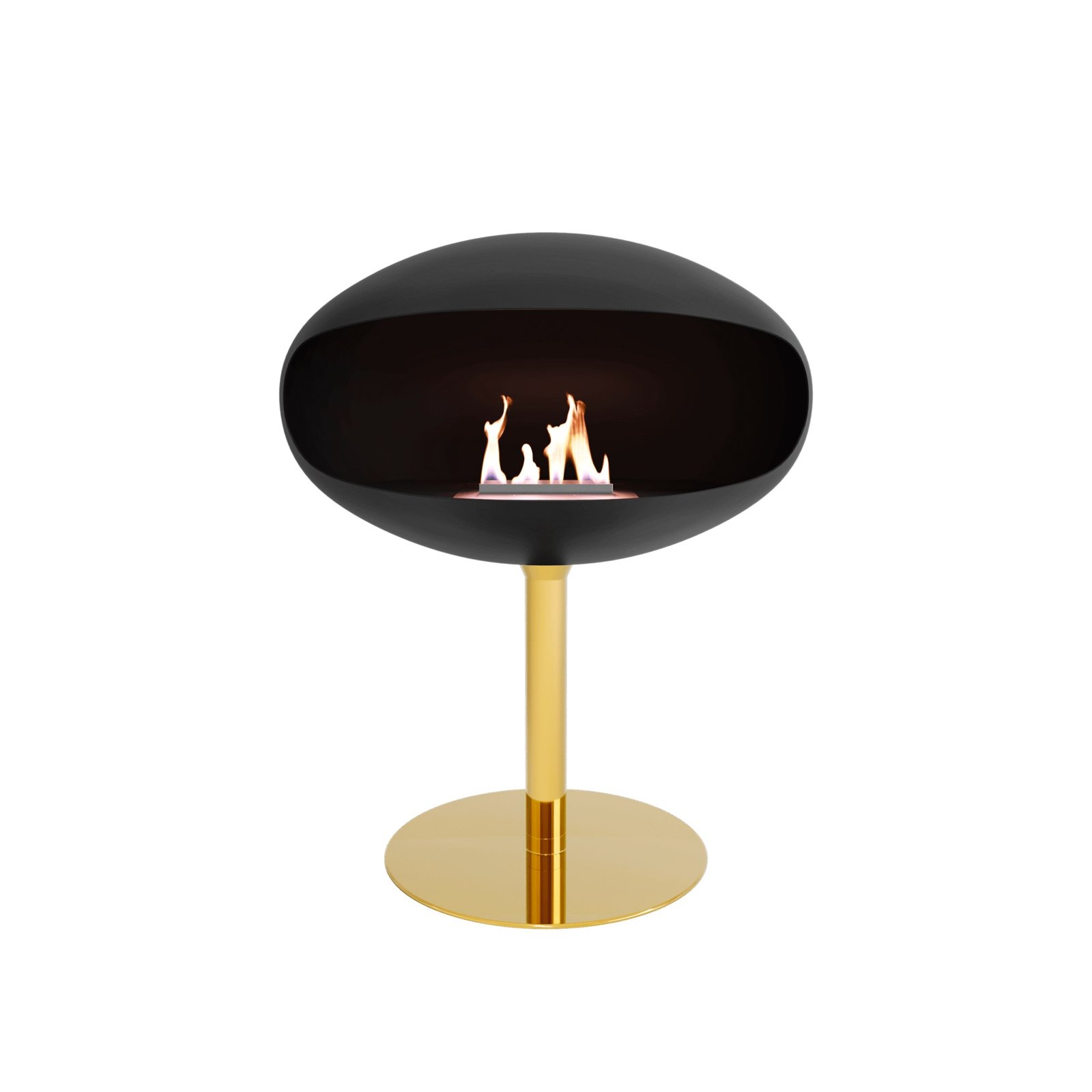Cheminée bioéthanol Cocoon Fires pedestal noir laiton — Cheminées Sparte Toulouse