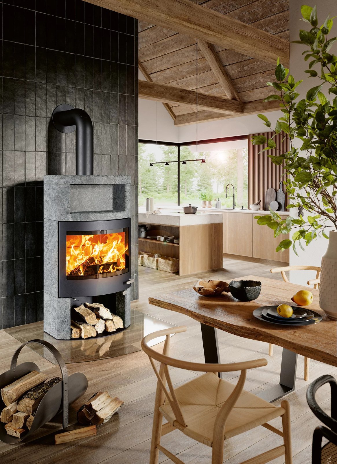 Poêle bois Skantherm Ator Plus Panorama — Cheminées Sparte Toulouse