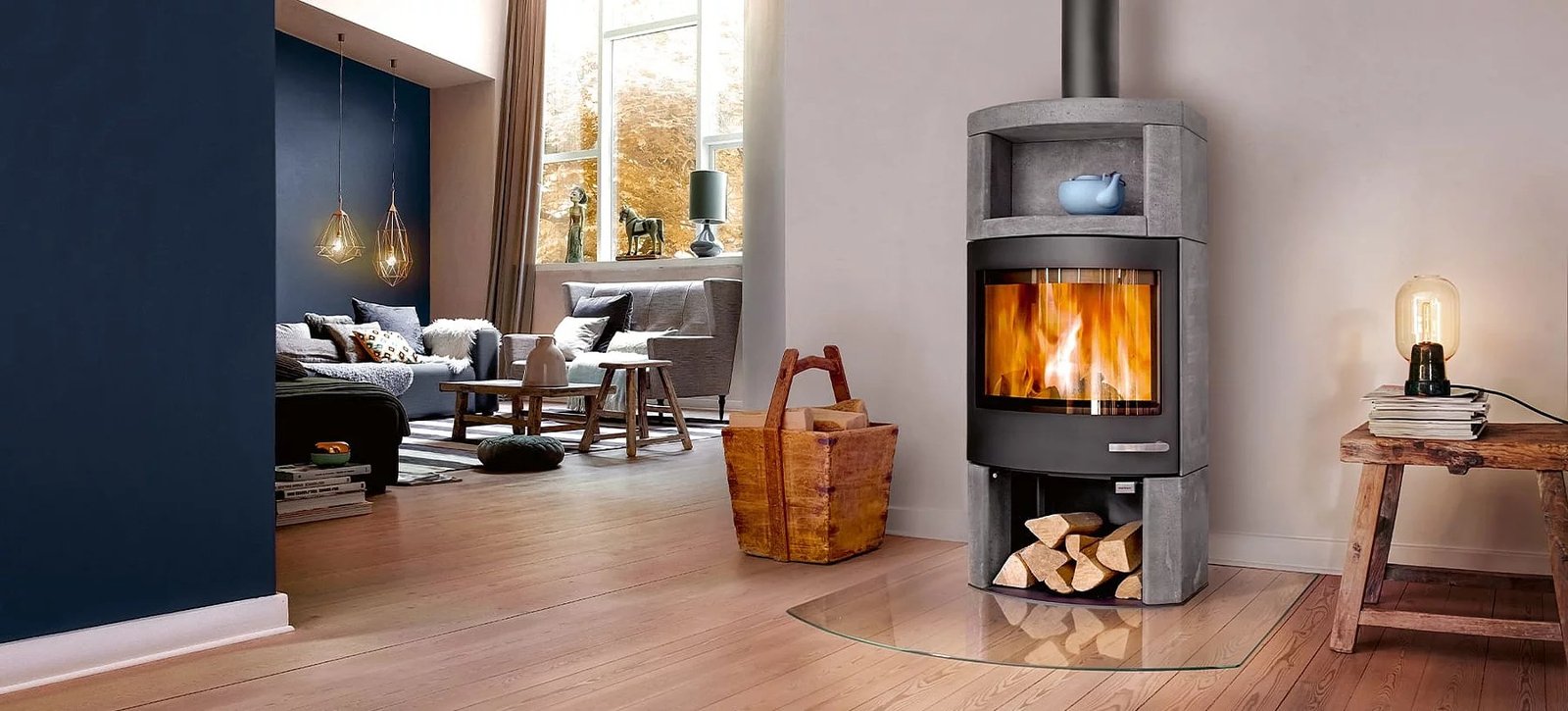 Poêle bois Skantherm Ator Plus Panorama — Cheminées Sparte Toulouse