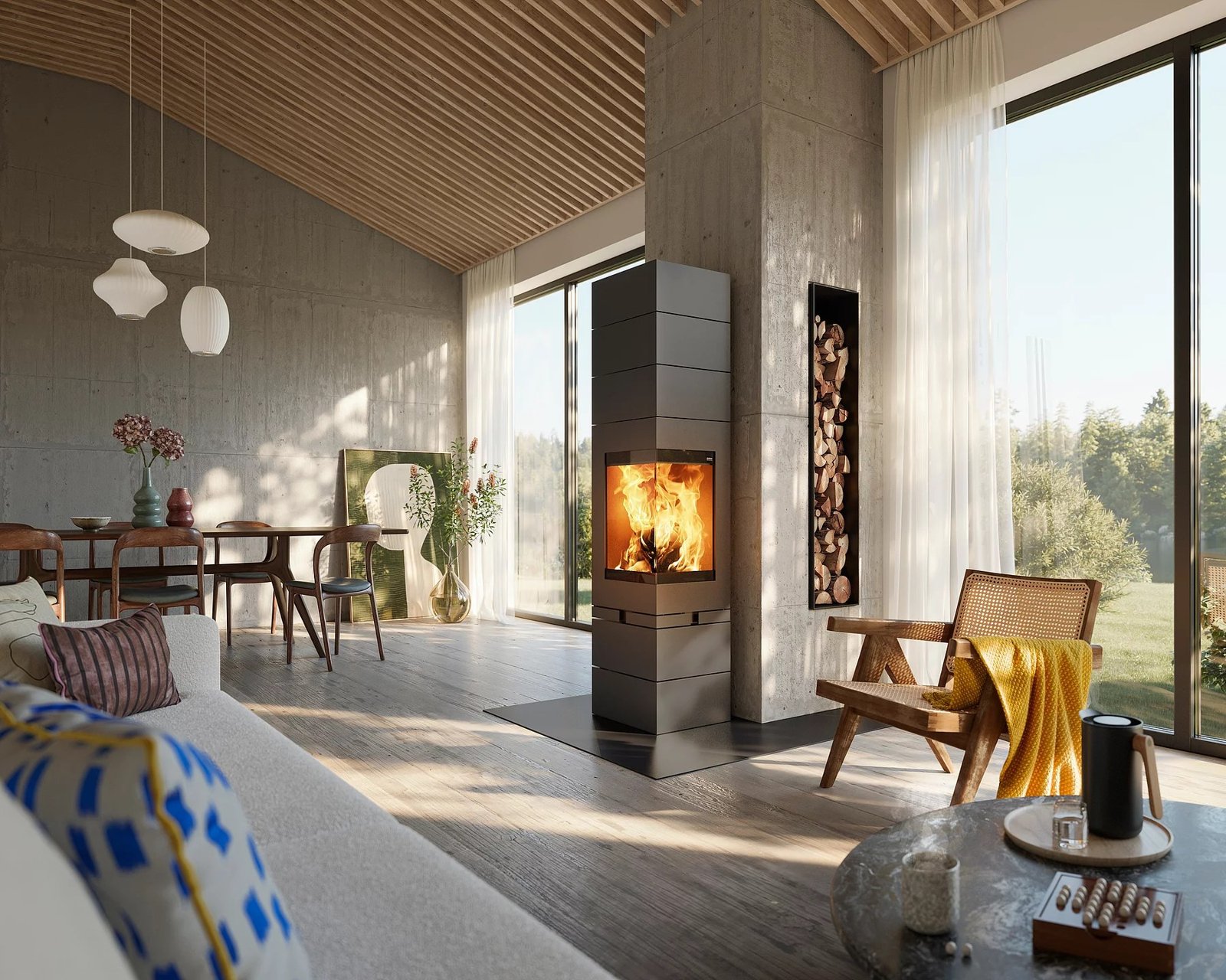 Poêle bois Skantherm Elements Eck — Cheminées Sparte Toulouse