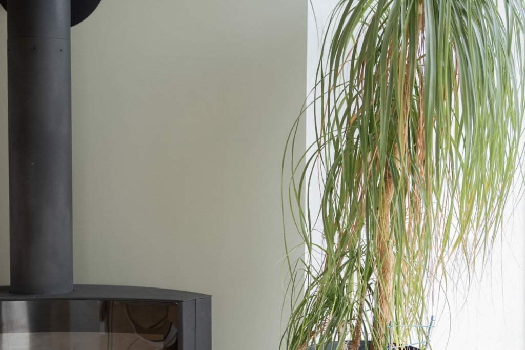 Conduit noir d'un poêle dans le showroom Sparte à Toulouse
